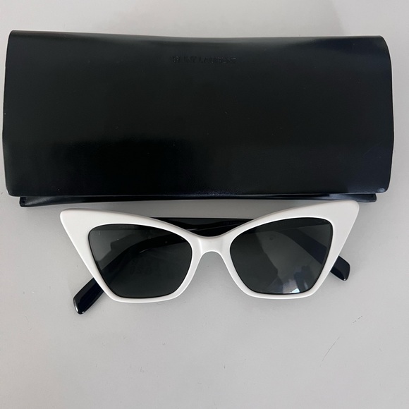 Saint Laurent White Cat-Eye Sunglasses - Picture 1 of 6